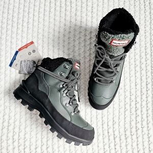 Hunter Explorer Trekking Boot Hiking Leather Waterproof Lace Olive Black 10 NWT